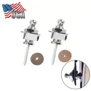 2Pcs Guitar Strap Locks Pair Silver Straplock Metal Round Head Strap Button