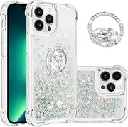 Compatible with iPhone 14 Pro Max Ring Holder Case, Transparent Back Case Bling Liquid Silicone Protective Cover Shockproof Resistant Phone Case Anti Yellowing Compatible with Apple Phone 14 Pro Max