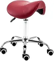 Ergonomic Saddle Stool with Wheels Adjustable Hydraulic Stool for Makeup Studios Blue