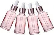BATHVEVE 4Pcs Reusable Glass Dropper Bottles Light Leak Essential Oil Containers for Travel Aromatherapy and Cosmetic Blends for Bag Travel and Amounts