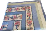 Quilted Patchwork Lap Quilt. 52 X 64. Cotton & Polycotton Fabric. Blues,...