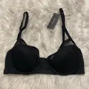 Natori 32C Bra Black Scope Balconette Underwire Back Closure 722340 NEW $70