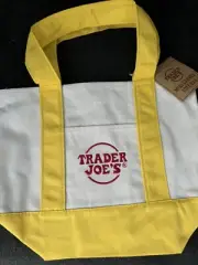 Trader Joe’s Mini Canvas Tote Bag Yellow New With Tags