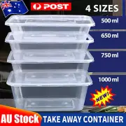 Reusable Takeaway Food Containers Plastic Storage Boxes 500ml 650ml 750ml 1000ml
