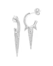 Glaze Jewelry Silver CZ Spiked Hoop Earrings