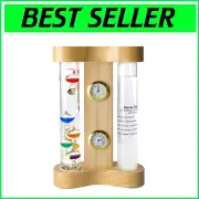 Compact Weather Station: Galileo Thermometer with Analog Clock & Hygrometer