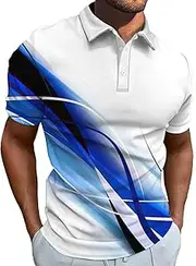 [Generic] Men's Casual Color Block Golf Polo T-Shirts Button Comfort Short Sleeve Polo T Shirts Collar Loose Outdoor Shirts