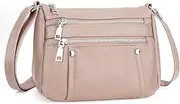 befen Genuine Leather Small Crossbody Bags Purses for Women Pocketbooks Shoulder Bag Satchel Purse with Multi Zipper Pockets