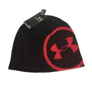 Under Armour Men's Striped Logo Beanie OSFM Black Burgundy