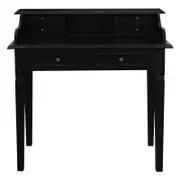 Winston 6 Drawer Solid Timber Writing Desk - Black