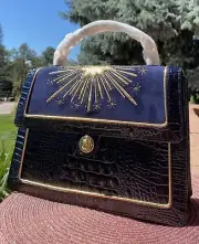 Celestial Brahmin Hallie Ink Revel Starburst Austrian Crystals Satchel Bag Purse