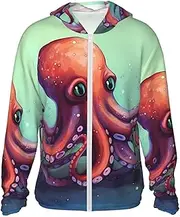 [LHBWCVN] UPF 50+ Light Jacket Full Zip Sun Protection Hoodie for Women Men Long Sleeve Cute Octopus Sun Shirts