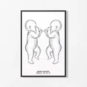 [Namly Design] Personalised Birth Poster - Twin Sketch