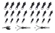24Pcs Black Fix Zip Puller,Zip Slider Repair Instant Kit,Instant Zipper