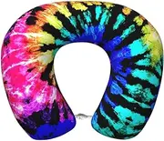 [SKKNT] Exotic Tribe Tie Dye Style Print Lightweight Travel Neck Pillow U-Shaped Memory Foam Head Neck for Airplanes