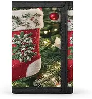 [QMKFWT] Christmas Stocking Casual Wallet Credit Card Holder Premium Document Organizer Case for Men And Women