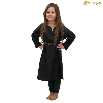 Medieval Kids Tunic Renaissance Costume Knight Cosplay Viking LARP Black Shirt