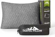 PEUJEW Small Shredded Memory Foam Pillow, Camping Pillow Travel Pillow - Compressible Medium Firm, Breathable Cover, Ideal Backpacking Hiking, Airplane and Car, HT02001GS