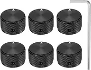 sourcing map 6 Pcs Aluminium Potentiometer Knobs, 1/4" (6mm) Universal Volume Tone Control Knobs for Guitar, Bass, Diamond 5/8" Black
