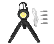 Mini LED Flashlight Portable USB Charging Zoomable Torch for Camping Hiking Emergency(black)