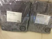 West Elm 2 Belgian Flax Linen Velvet Colorblock Curtains 48x108 Slate & Pewter