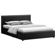 ALFORDSON Bed Frame with Gas Lift Storage Base Double Size, Bed Platform Foundation with PU Leather Upholstered Tufted Headboard for Mattress Topper, Tricia Black