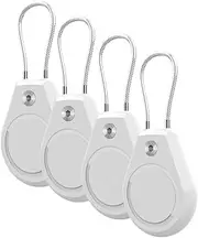 4 Pack Waterproof Air Tags Keychain Holder - Air Tags Lock Case with Wire Cable Compatible Air Tags, Ultra Durable Anti-Lost Protective Case with Keyring for Luggage, Key, Backpack, White
