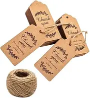 100Pcs Paper Present Tags with Ropes Durable Hanging Tags for Weddings Showers and and Messages