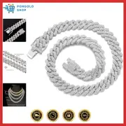 Cuban Link Chain Mens Iced Out Miami Cuban Necklace Silver/Gold Bling Diamond...