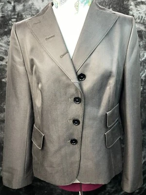 Akris Punto Blazer Jacket Espresso Cotton Silk Womens Size US 12 NWT