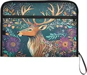 YMXFXP Closeup Elk Flowers Expandable Filing Folder, 13-Pocket Funny Cute Design with Sticky Labels, A4 Letter Size Document Organizer for Office, School, Boys, Girls