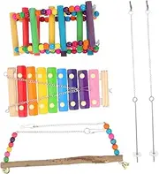 Hohopeti 1Set Bright Hanging Parrot Swing Fun Bird Accessories for Chickens Parrots and Poultry Durable Easy to Install and Attractive Perch for Entertainment