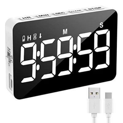 Rechargeable Digital Kitchen Timer for Cooking, Magnetic Timers Black+white