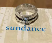 NWT Sundance Catalog Silver Blue Topaz “Scalloped Spinner Ring” 6 $198