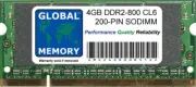 4GB (1 x 4gb) DDR2 800MHz PC2-6400 200-PIN SODIMM MEMORY RAM FOR LAPTOPS