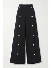 [ROSETTA GETTY] ROSETTA GETTY - Wool-blend Twill Wide-leg Pants - Black - US2 US 2 Black