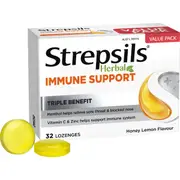 Strepsils Herbal Immune Support Honey & Lemon Lozenges 32 pack