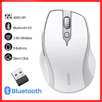 Wireless Mouse Bluetooth 5.0 Ergonomic 4000 DPI 6 Mute Buttons Tablet
