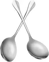 PHENOFICE Cooking Spoons Set of 2 Large Square Head Stainless Steel Spoons for Serving Buffets Family Dinners