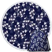 White Flowers and In the Dark Flowers Round Beach Towel
