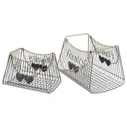 Willow & Silk Nested Metal 39cm/33cm Set of 2 Tropea/Heart Trays w/Handles
