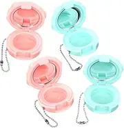 FRCOLOR 4pcs Refillable Mini Makeup Case with Mirror Lipstick Holder Makeup Palette Tray for DIY Blush and Eyeshadow Compact Travel Design for Sample Distribution