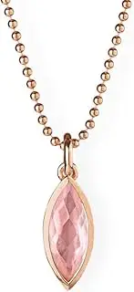 [Drachenfels Design] Drachenfels Small Navette Pendant Made of Real Silver Rose Gold Plated with Rose Quartz | La Belle Epoque Collection | Elegant Pendant for Women | D BEE 34-3/RG, Sterling Silver, Rose Quartz