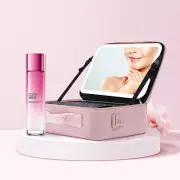 Portable Make-up Train Storage Travel Case Cosmetic Box Bag w/ LED Light Mirror