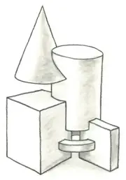 Geometric Constructivism 3d pencil drawing artist Jerome Cadd "solids two"