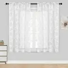 White Sheer Curtains - Short Curtains 42"W x 54"L (Pack of 2) Lace White