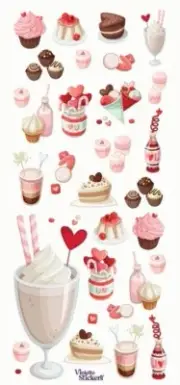 VIOLETTE STICKER - MINI SODA SHOP, Milkshake, Cakes - 8" x 3 3/4" (20cm x 9cm)
