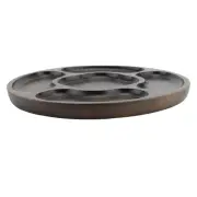 Divided Serving Tray Wood Round Snack Platter Chip And Dip Tray With 5 A