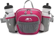 [Generic] Bumbags with Water Bottle Holder Dog Walking Waist Bag Hiking Waist Fuchsia