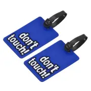 2Pcs PVC Luggage Tag Identifier Label, Don't Touch Pattern Blue
